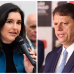 A ex-ministra Simone Tebet (PSB) e o governador de SP, Tarcísio de Freitas (Republicanos), pré-candidatos em São Paulo. Foto: Montagem/g1/Reprodução/Senado e GESP